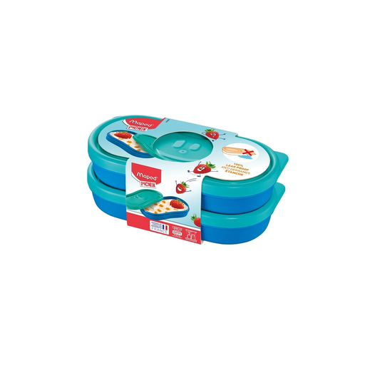 [3154148709039] MAPED Boîte Hermétique Alimentaire Rectangulaire Aqua/Bleu 2x0,15L