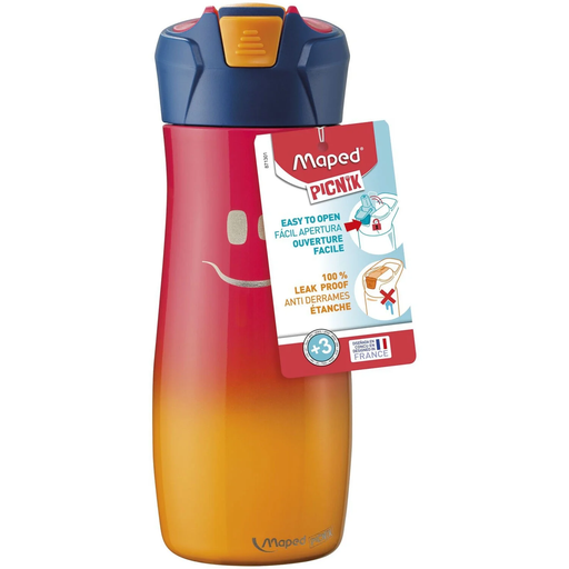 [3154148713012] MAPED Gourde enfant en inox bouton automatique, système de pipette, étanche rose 580 ml