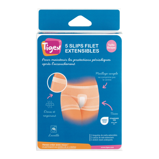 [3159920214008] TIGEX Slip maternité protection périodique après l'accouchement lot de 5