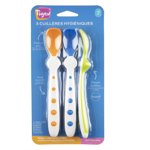 [3159921212577] TIGEX Hygienic spoon blue, pack of 3 spoons