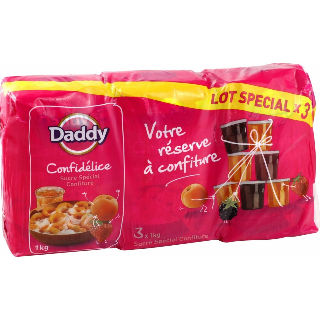 DADDY Azúcar especial confitura Confidélice, 3 paquetes de 1 kg