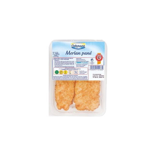 [3250391151332] ODYSSÉE Breaded Whiting and Alaska Pollock Fillets, Pre-fried 200 g
