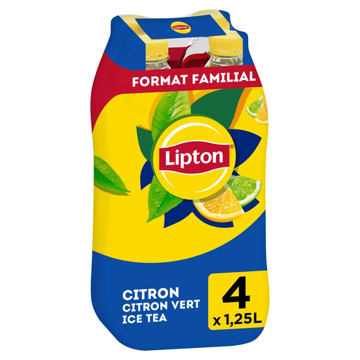 [3168930171287] LIPTON Bebida ice tea à base de chá sabor limão e lima 4 x 1,25 L