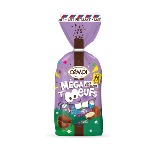 [3173286828006] CEMOI Méga T'ooeufs Sortido de ovos de chocolate de leite com estaladiço e praliné 396 g