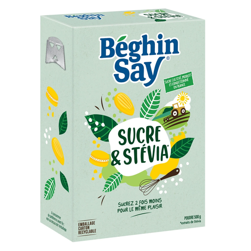[3174660584457] BEGHIN SAY Azúcar blanco en polvo y Stevia 500 g