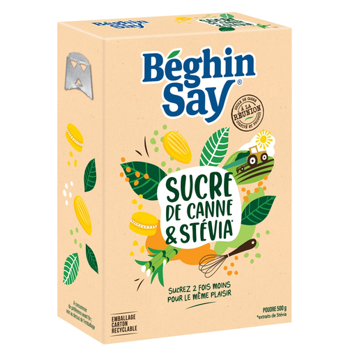 [3174660584488] BEGHIN SAY Azúcar de caña en polvo y Stevia 500 g