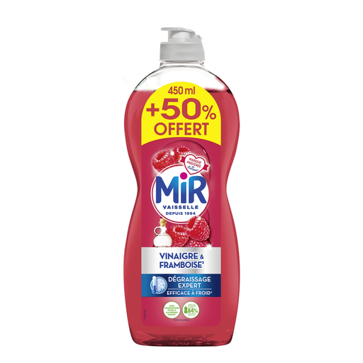 [3178041364065] MIR Lavavajillas líquido vinagre y frambuesa desengrasante experto 675 ml