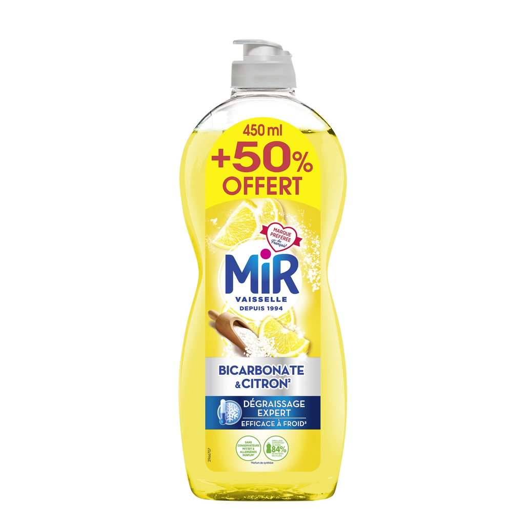 MIR Detergente Loiça desengordurante bicarbonato e limão 675 ml