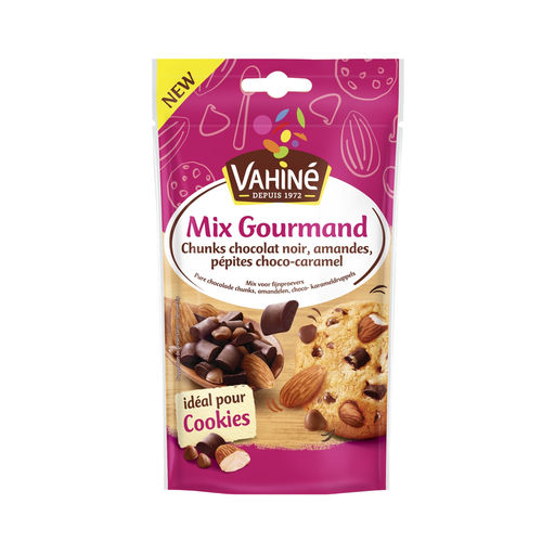[3179142062416] VAHINE Mix Gourmand Dark Chocolate Chunks Almonds Caramel Chocolate Chips 100 g
