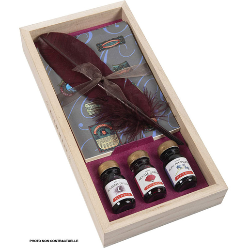 [3188550275042] CLAIREFONTAINE Calligraphy Ink Set 3 Inks Goose Quill Herbin Notebook