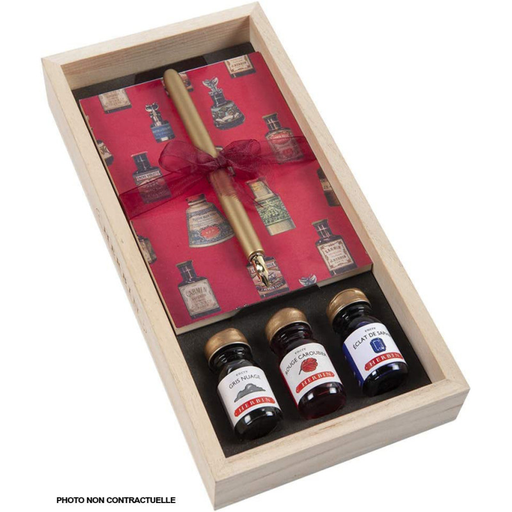 [3188550278043] CLAIREFONTAINE Calligraphy Ink Set 3 Inks Metal Pen Holder Herbin Notebook