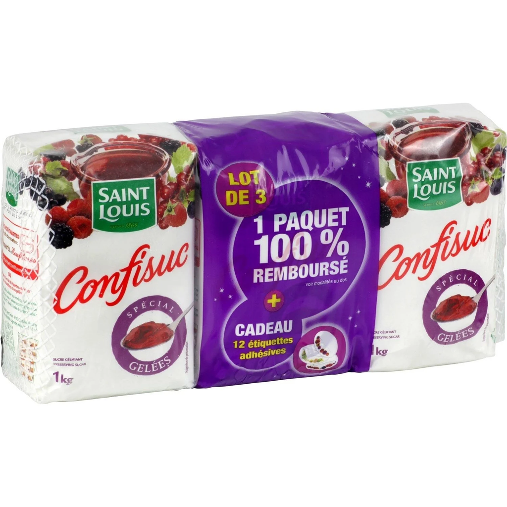 SAINT LOUIS Confisuc Azúcar Gelificante para Gelatinas Caseras 3 paquetes de 1 kg