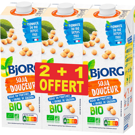 [3229820783000] BJORG Bebida de soja douceur bio 3 garrafas de 1 L