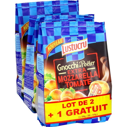 [3240931541792] LUSTUCRU Pan-fry gnocchi stuffed with mozzarella and tomato 3x280g