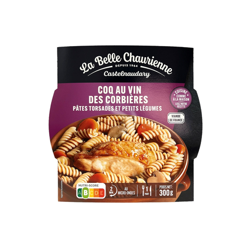 [3245360004931] LA BELLE CHAURIENNE Coq au vin des Corbières with pasta twists and vegetables 300 g