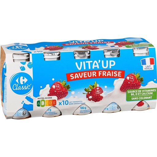 [3245412217203] CARREFOUR CLASSIC Strawberry drinking yogurt 10x100g