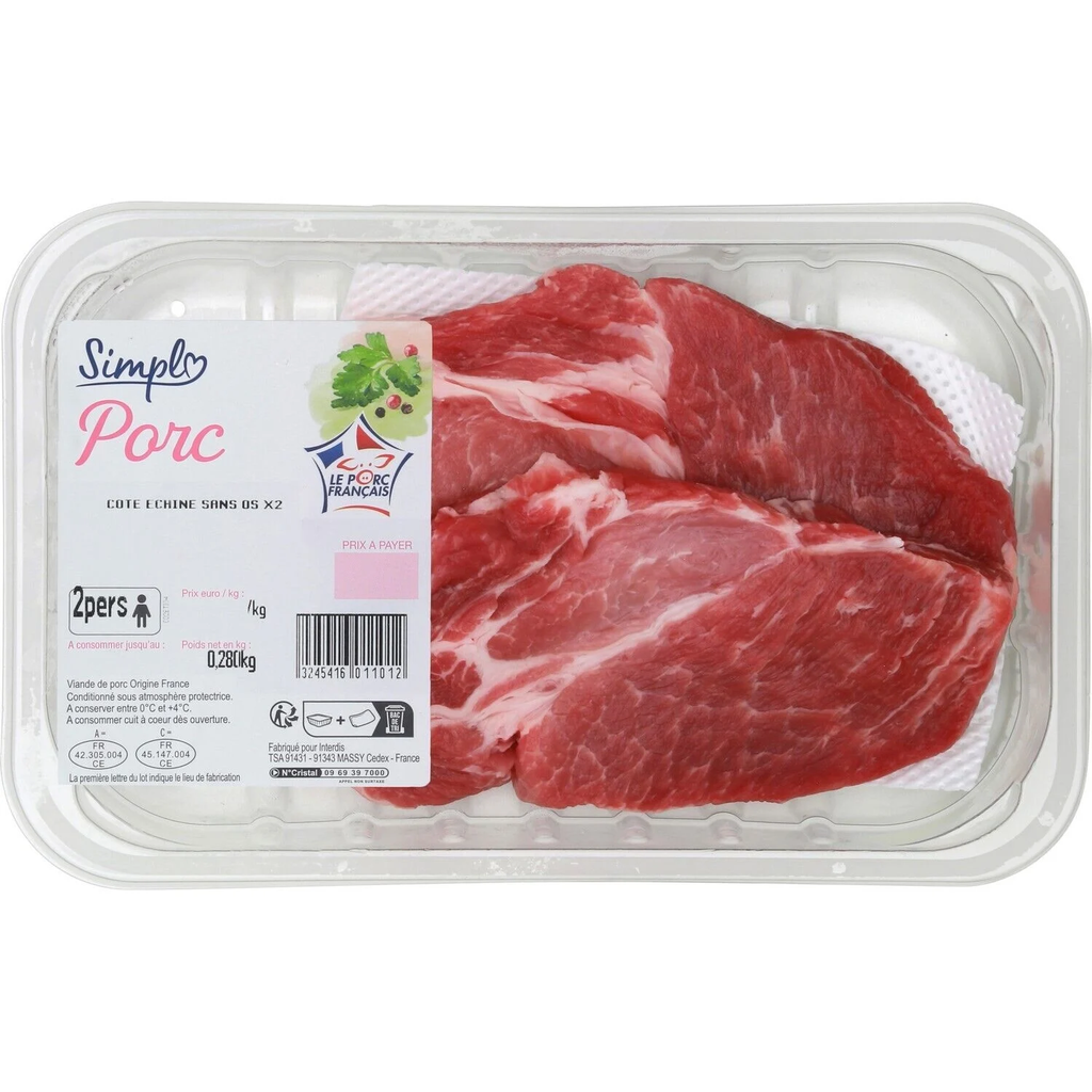 SIMPL Boneless Pork Loin Chops 280 g