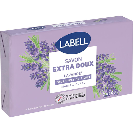 [3250393448249] LABELL Jabón extra suave lavanda manos y cuerpo 2x100g
