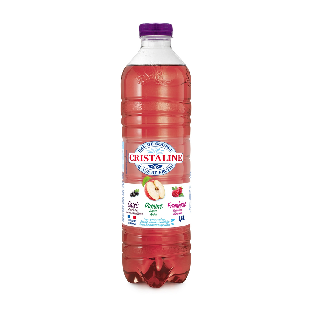 CRISTALINE Flavoured Still Water Apple, Blackcurrant, Raspberry 6 x 1.5 L