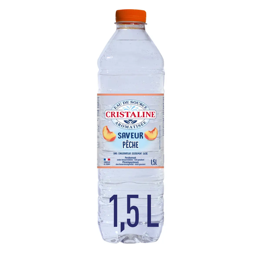 [3254381055570] CRISTALINE Peach Flavored Spring Water 1.5 L