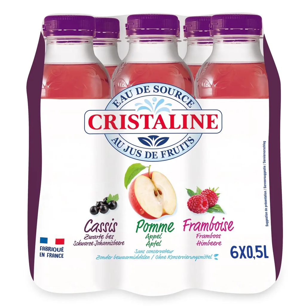 CRISTALINE Spring water apple blackcurrant raspberry 6 x 50 cl