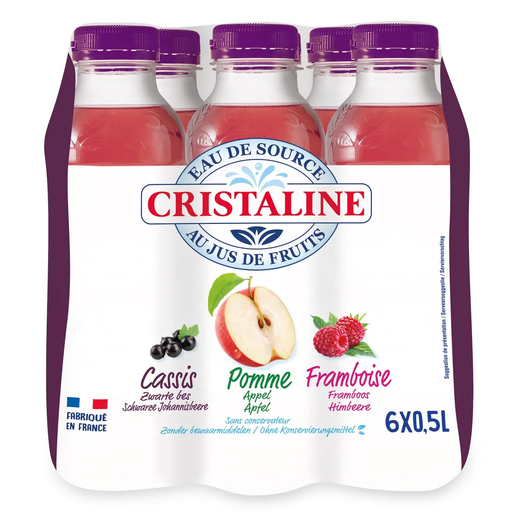 [3254382053926] CRISTALINE Spring water apple blackcurrant raspberry 6 x 50 cl