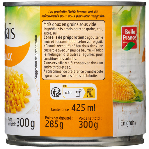 [3258561212449] BELLE FRANCE Maïs Doux en Grains 300 g