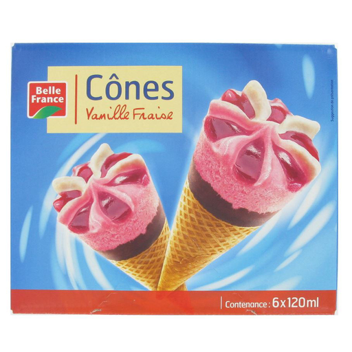 [3258561410289] BELLE FRANCE Cono vainilla fresa 6 x 120 ml
