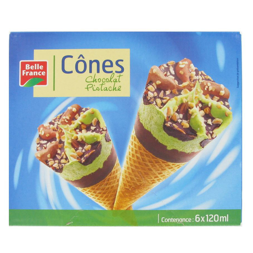 [3258561410302] BELLE FRANCE Cone chocolate pistacho 6 x 120 ml