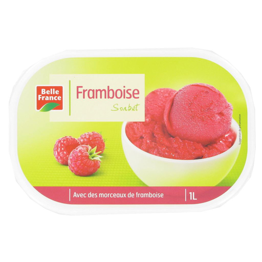 [3258561410777] BELLE FRANCE Sorbet framboise avec morceaux 1 L