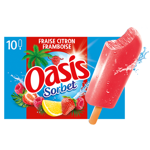 [3274664206352] OASIS Sorbet Gelados de pau morango limão framboesa 400 g