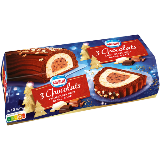 [3274664220280] NESTLE Bûche glacée 3 chocolats noir blanc et lait 540 g