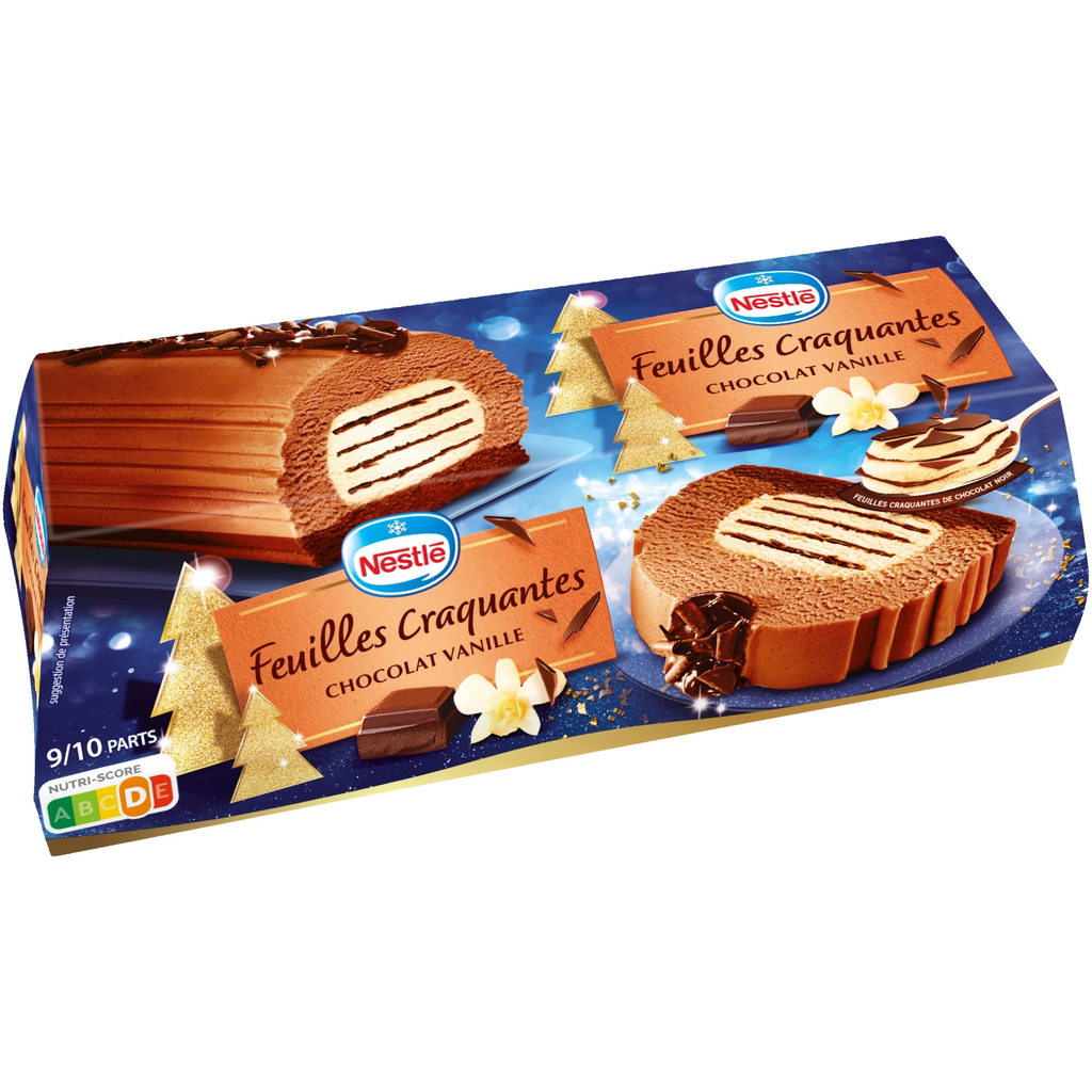 NESTLE Bûche glacée feuilles craquantes chocolat vanille 540 g