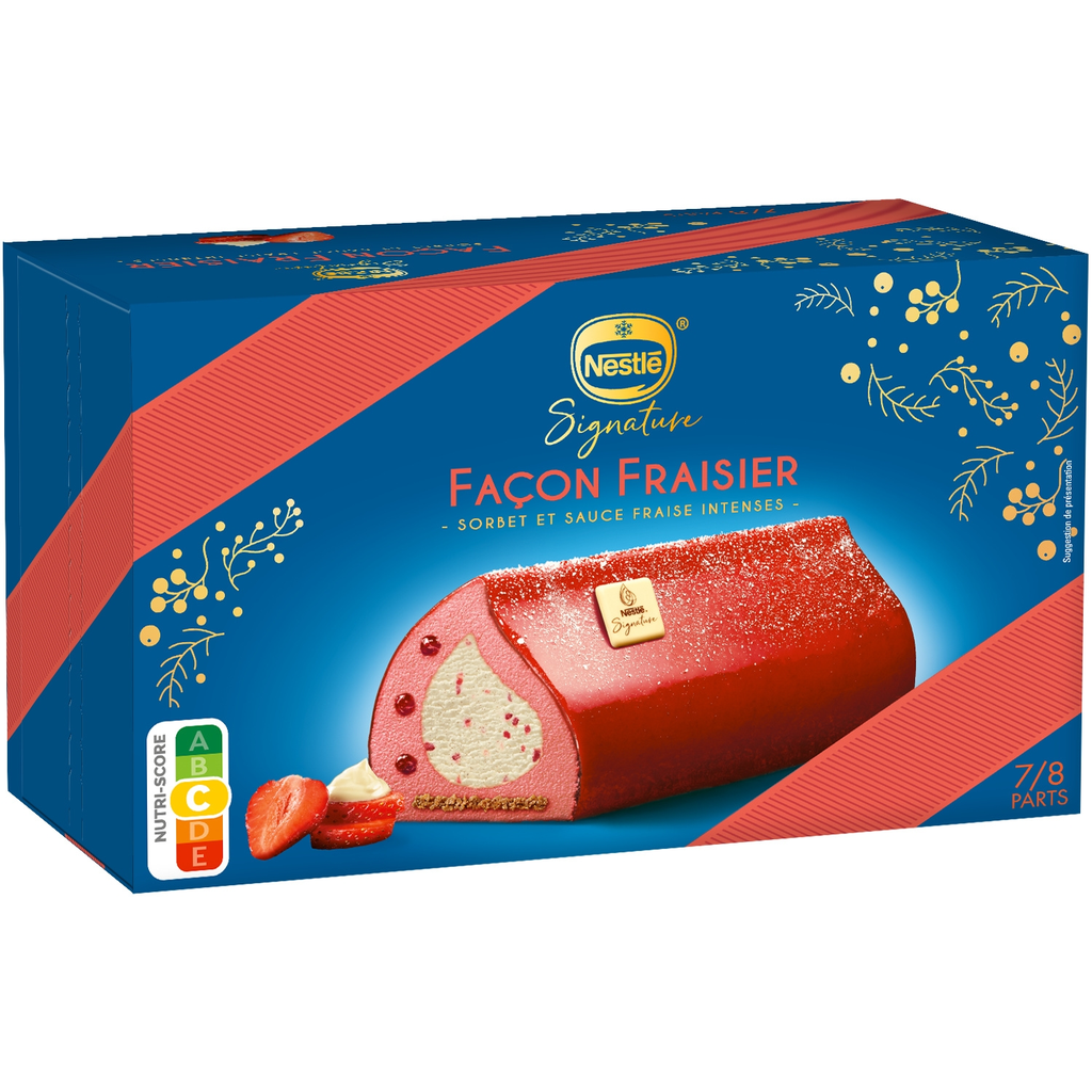 NESTLE Signature tronco helado estilo fresier sorbete y salsa de fresa 495 g