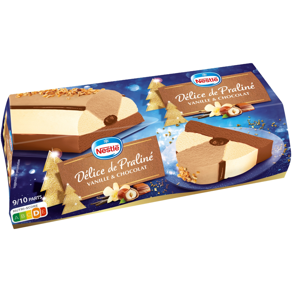 NESTLE Tronco helado Delicia de praliné vainilla chocolate 540g