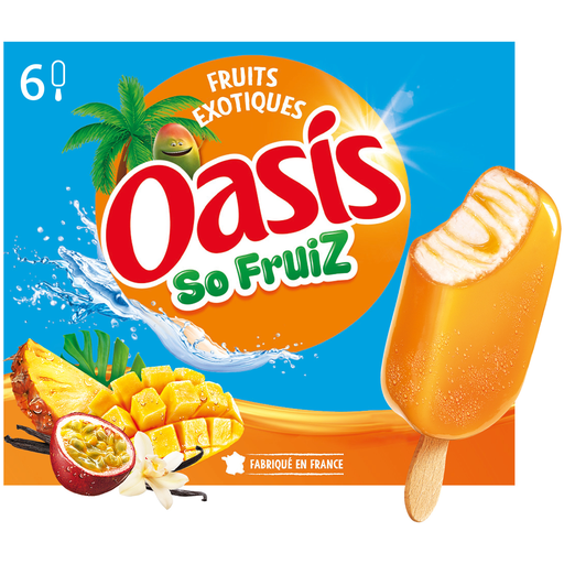 [3274664261399] OASIS So Fruiz Ice Cream Sticks Vanilla Sauce and Exotic Fruit Coating 282 g