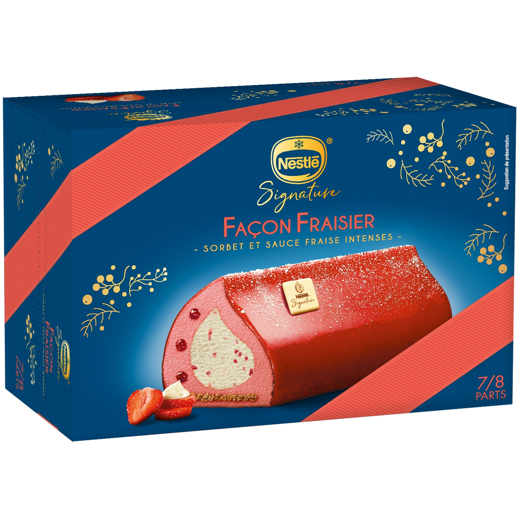 NESTLE Bûche Signature façon fraisier sorbet et sauce fraise 495 g