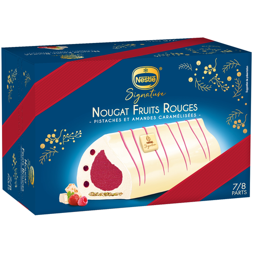 [3274664275648] NESTLE Bûche Signature nougat fruits rouges pistaches et amandes caramélisées 483 g