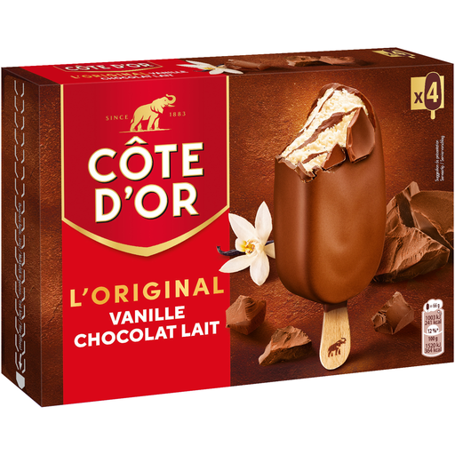[3274664278366] COTE D'OR Vanilla milk chocolate ice cream sticks 264 g