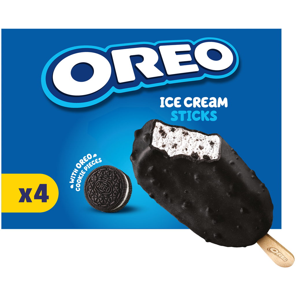 OREO Vanilla Cocoa Biscuit Ice Cream Sticks, 4-pack