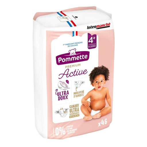 [3250391222155] POMMETTE Fraldas Premium Active, tamanho 4+ (9-20 kg)