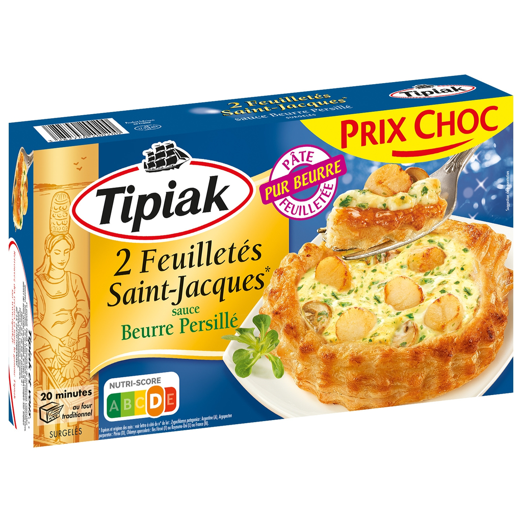 TIPIAK Feuilletés saint-jacques sauce ail et persil surgelés 240g