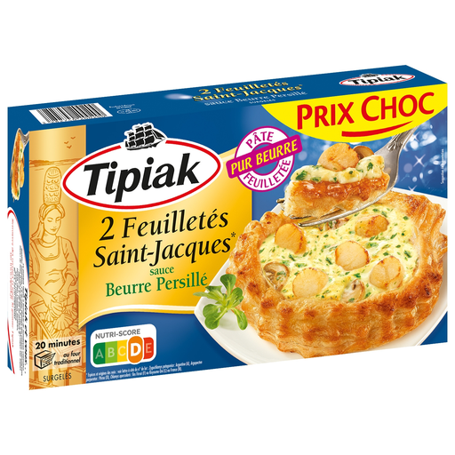 [3282740200200] TIPIAK Feuilletés saint-jacques sauce ail et persil surgelés 240g