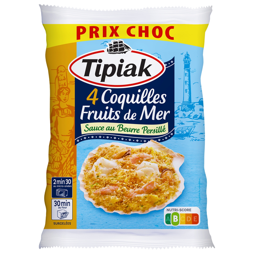 [3282740318745] TIPIAK Coquilles fruits de mer sauce beurre persillé 360g