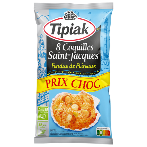 [3282740370217] TIPIAK Coquilles St-Jacques Fondue de Poireaux 720 g