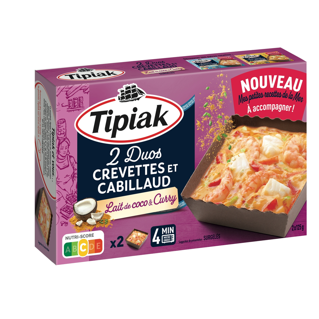 TIPIAK Pequenos gratins camarão bacalhau leite de coco caril 2 cuvetes de 125 g