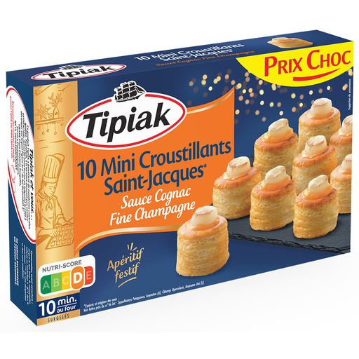 [3282740599939] TIPIAK 10 mini croustillants Saint-Jacques sauce cognac 120 g