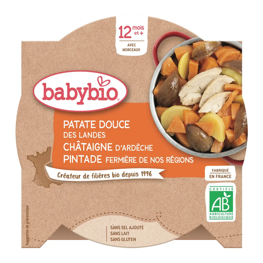 [3288131501581] BABYBIO Baby Lunch Sweet Potato, Chestnut, Guinea Fowl, 230 g