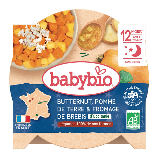 [3288131501673] BABYBIO Evening baby meal Butternut, potato & sheep cheese 230g