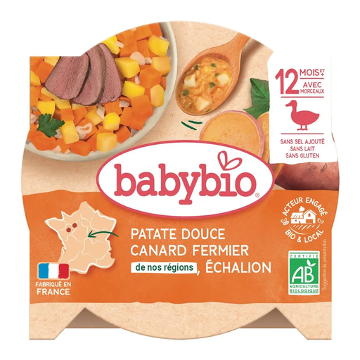 [3288131501680] BABYBIO Sweet Potato Farm Duck Shallot Organic Plate 230 g